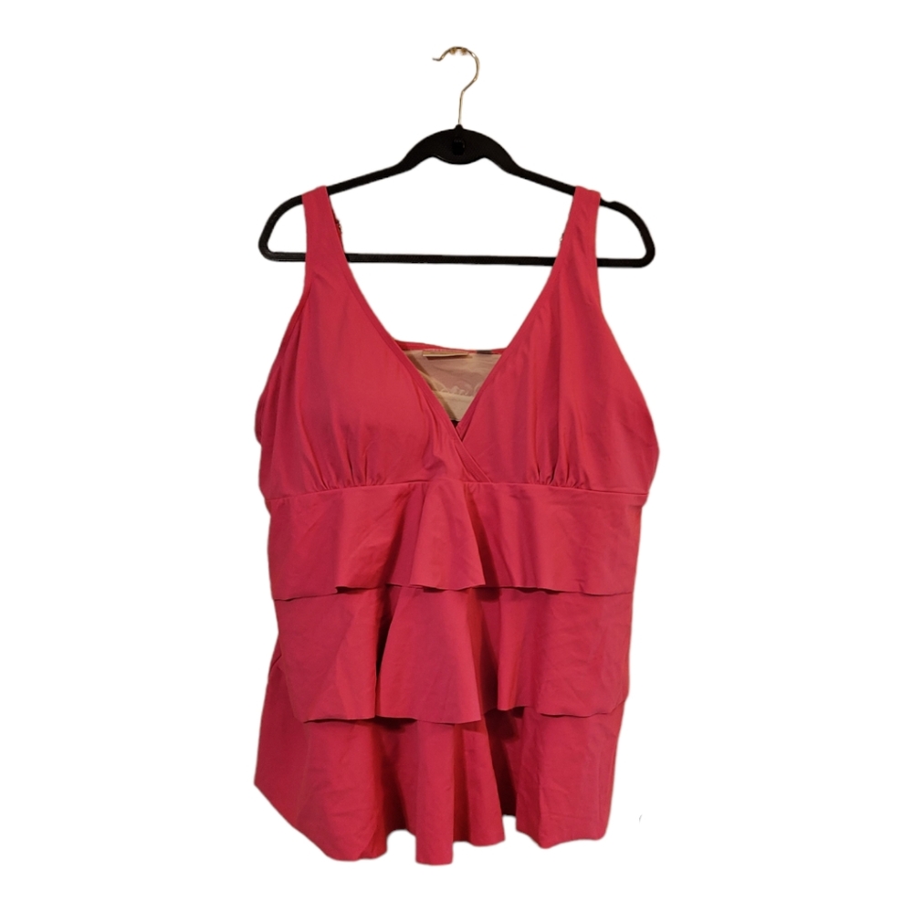 Avenue Hot Pink Ruffled Swim Top - Size 26 - Pre-owned